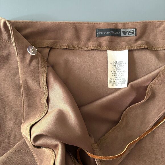 Vintage Womens Brown Faux Suede Midi Wrap Skirt Size 12 Quiet Luxury Equestrian - Picture 8 of 11